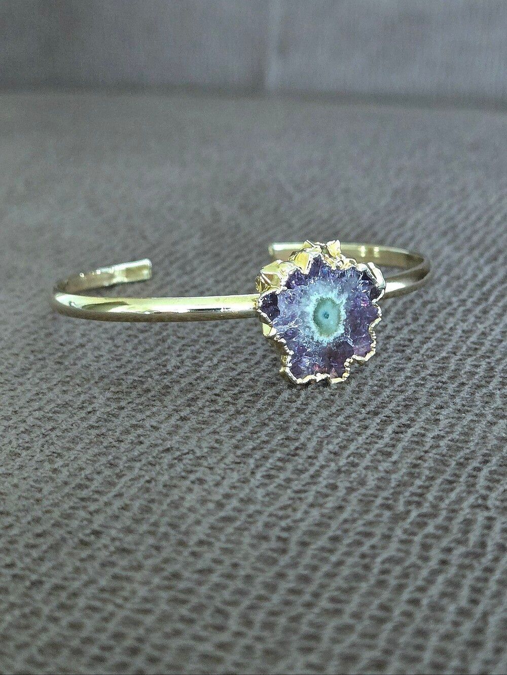 Amethyst💜 Stalactite Thin Gold💛 Cuff Style Bracelet - NWOT - Picture 12 of 16
